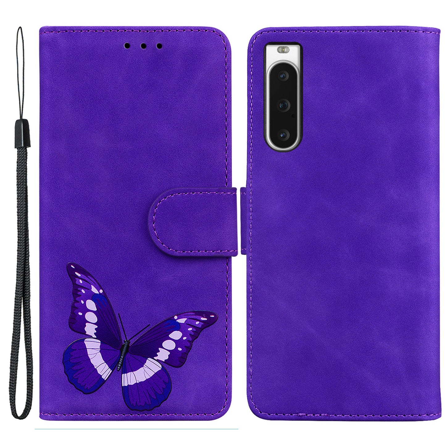 Phone Stand Cover for Sony Xperia 10 V Butterfly Printing PU Leather Wallet Case