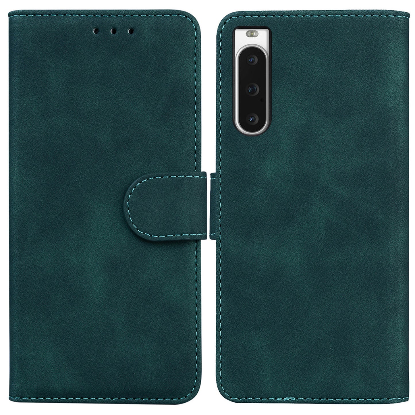For Sony Xperia 10 V PU Leather Cover Solid Color Wallet Stand Protective Phone Case