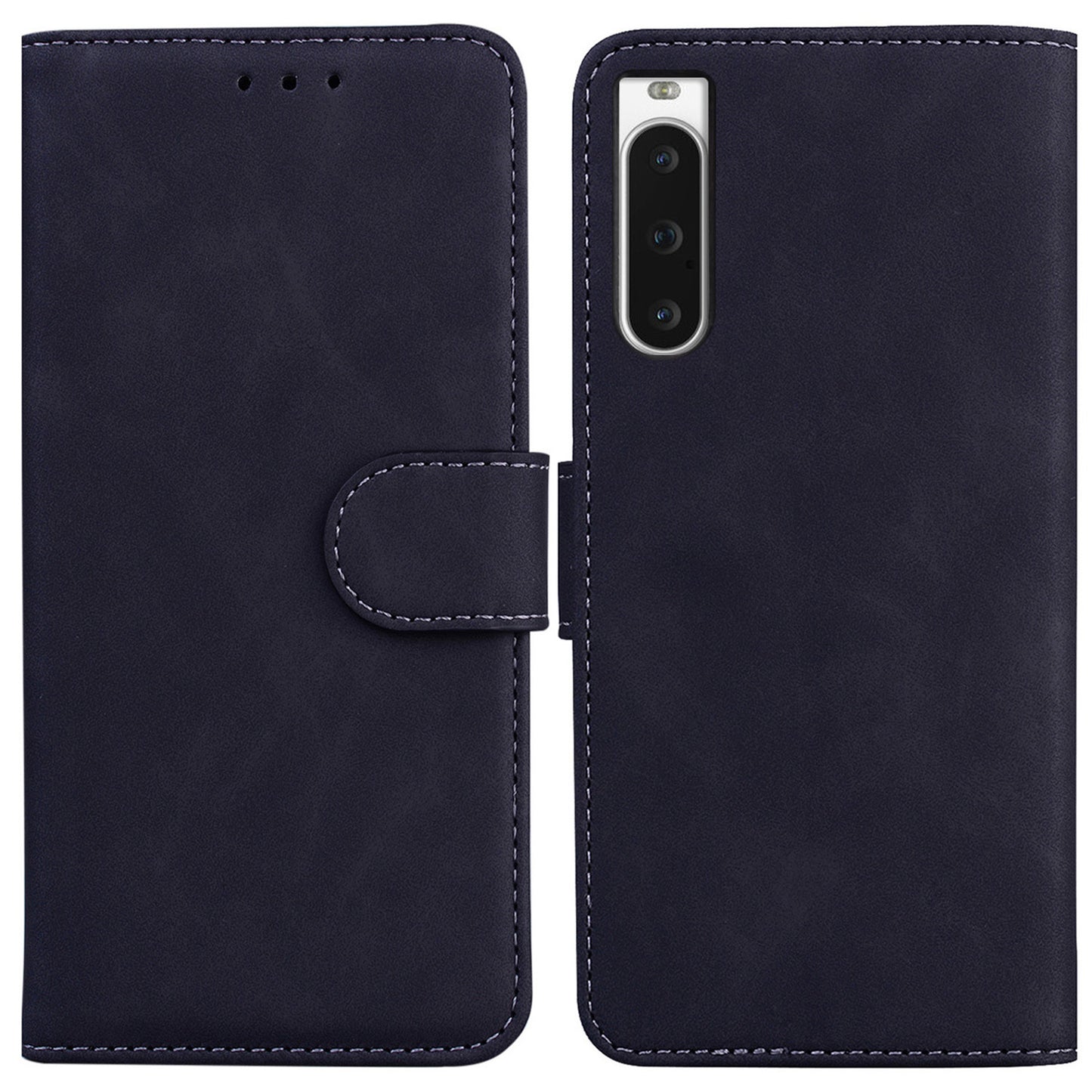 For Sony Xperia 10 V PU Leather Cover Solid Color Wallet Stand Protective Phone Case