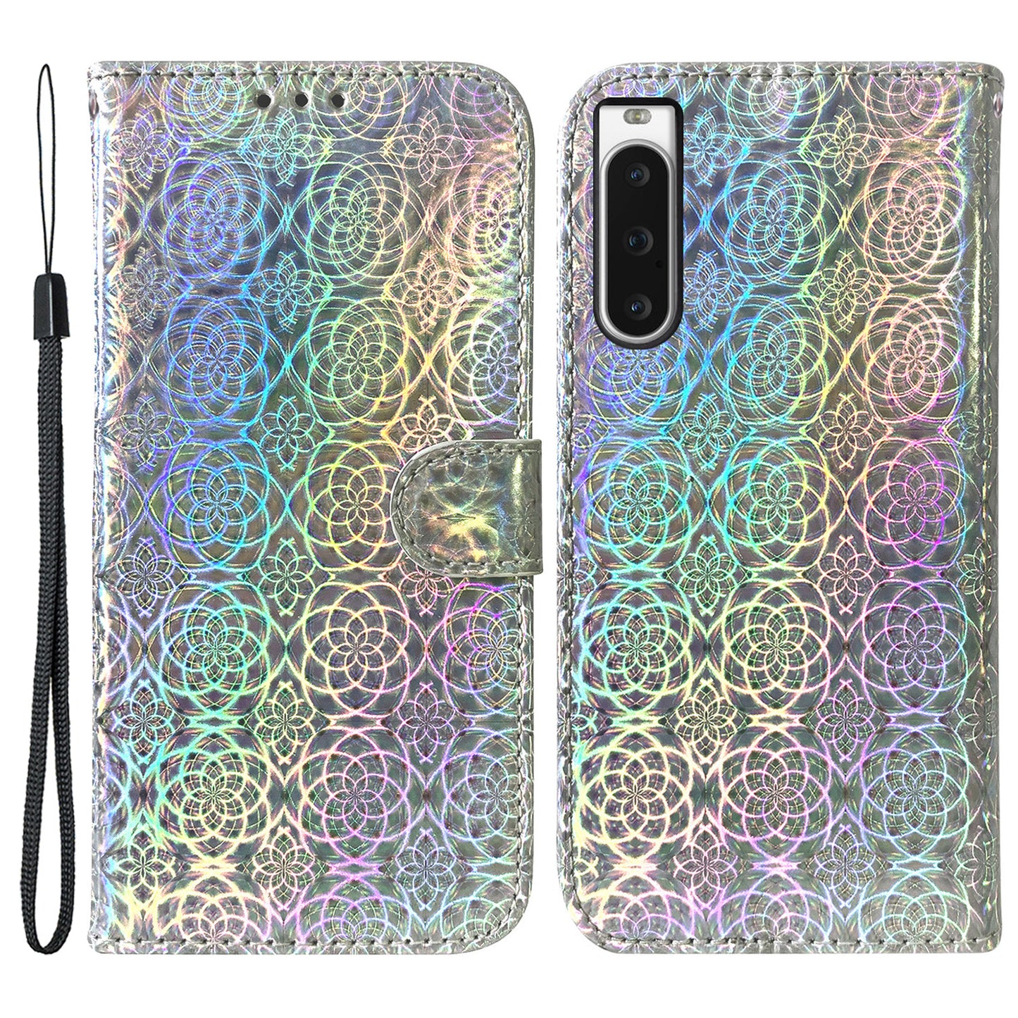 For Sony Xperia 10 V PU Leather Folio Cover Dazzling Flower Pattern Stand Wallet Phone Case
