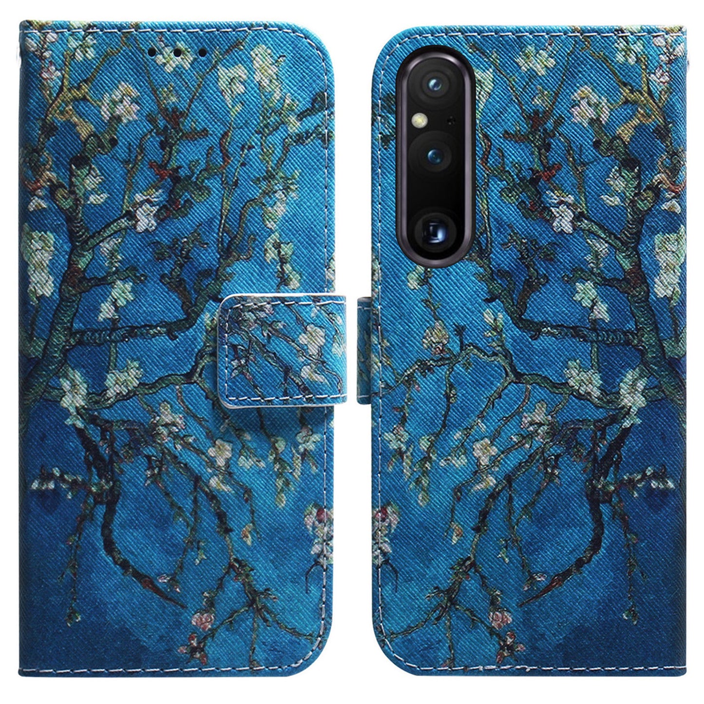 For Sony Xperia 1 V Pattern Printing Shockproof Stand Cover PU Leather Wallet Phone Case with Strap