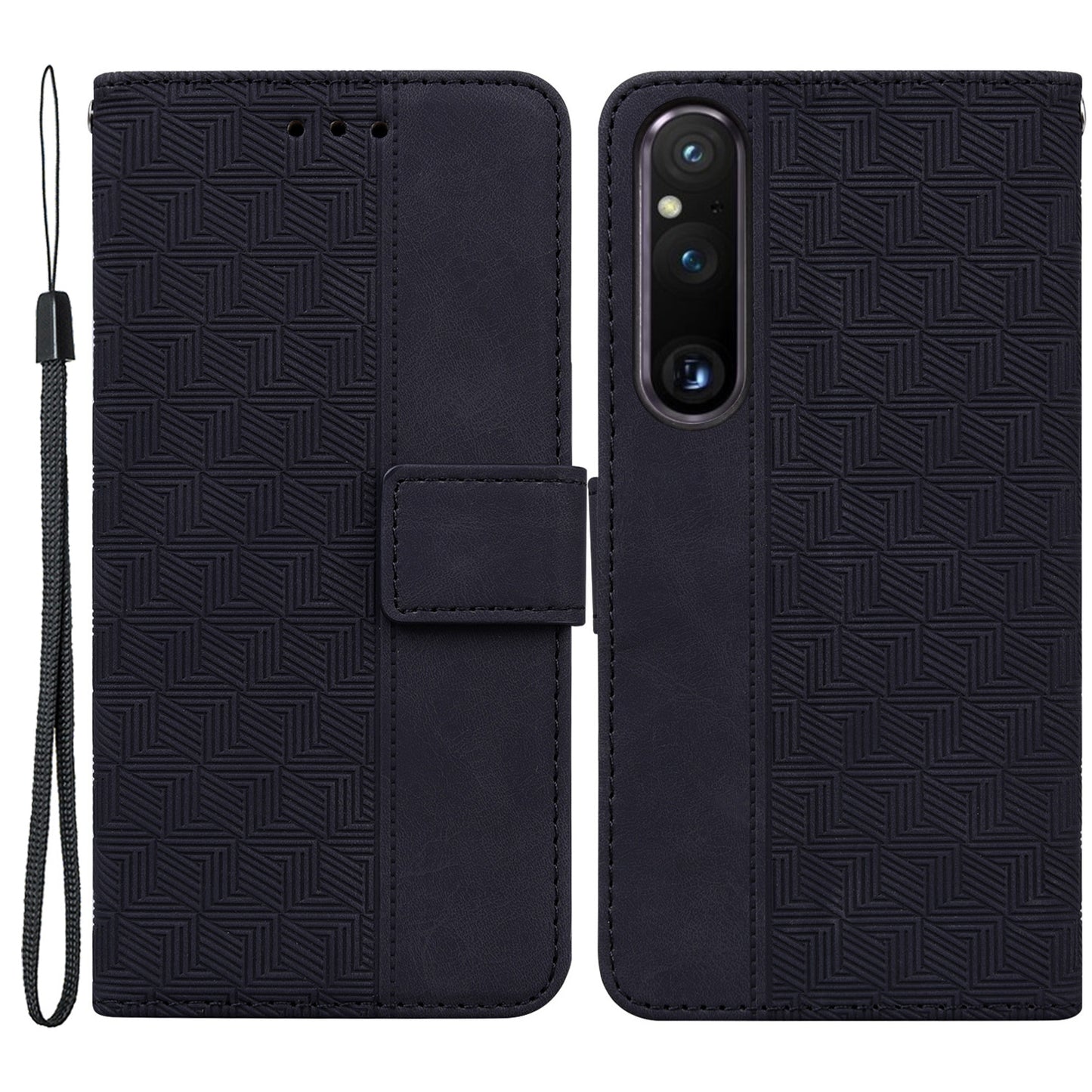 For Sony Xperia 1 V Imprinted Phone Case Leather Wallet Stand Protective Cover