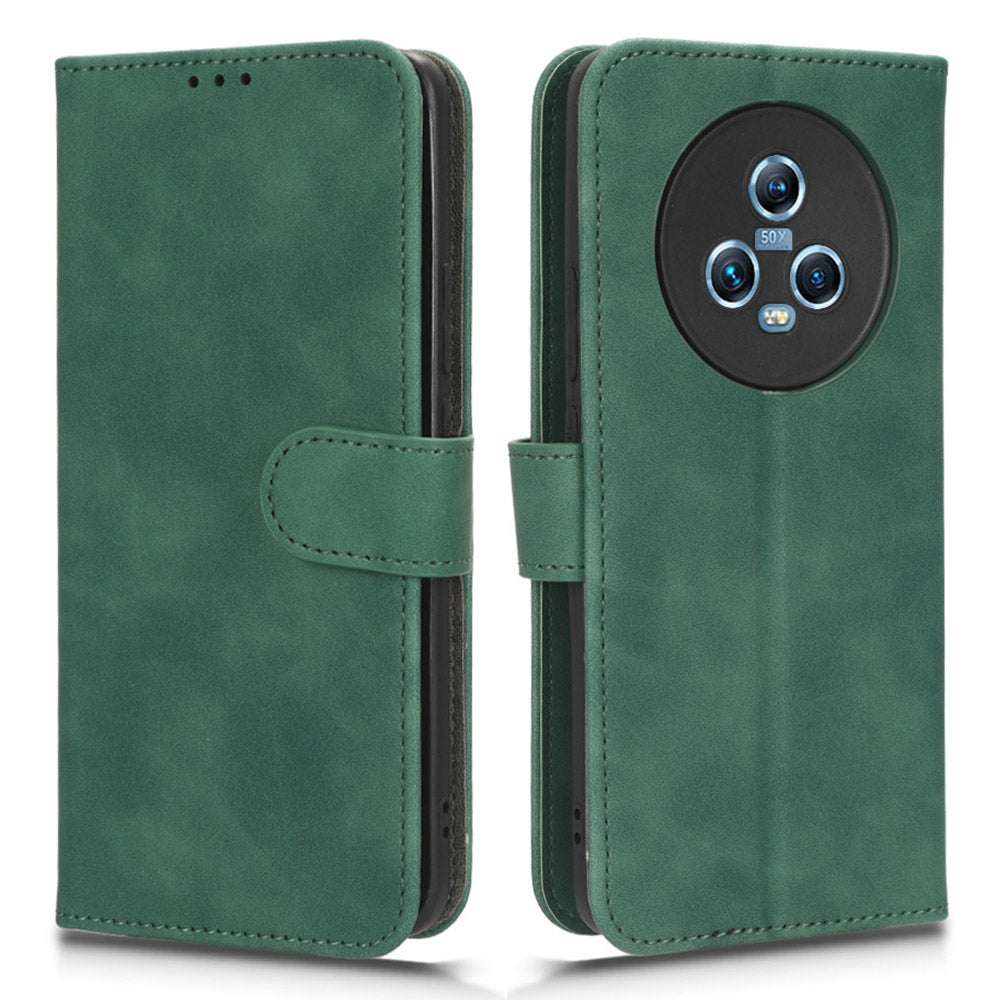 Skin Touch Feeling Phone Case For Honor Magic5 , PU Leather Stand Wallet Shockproof Phone Cover