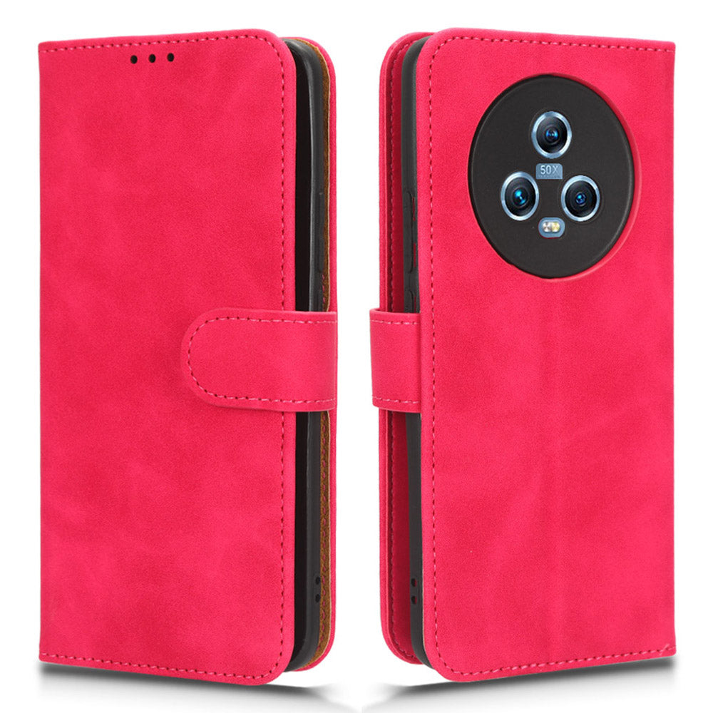Skin Touch Feeling Phone Case For Honor Magic5 , PU Leather Stand Wallet Shockproof Phone Cover