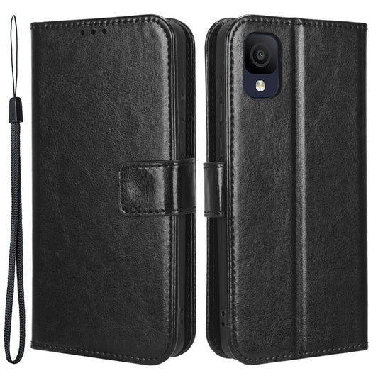 For TCL ION Z Crazy Horse Texture Phone Case PU Leather Wallet Anti-drop Flip Stand Cover