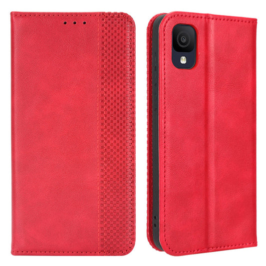 For TCL Ion Z Retro PU Leather Wallet Phone Case Magnetic Absorption Folding Stand Cover