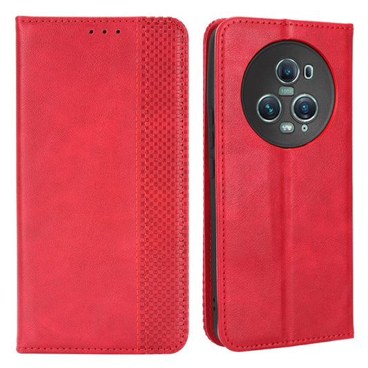 For Honor Magic5 Pro 5G PU Leather Wallet Retro Phone Case Magnetic Absorption Flip Stand Cover