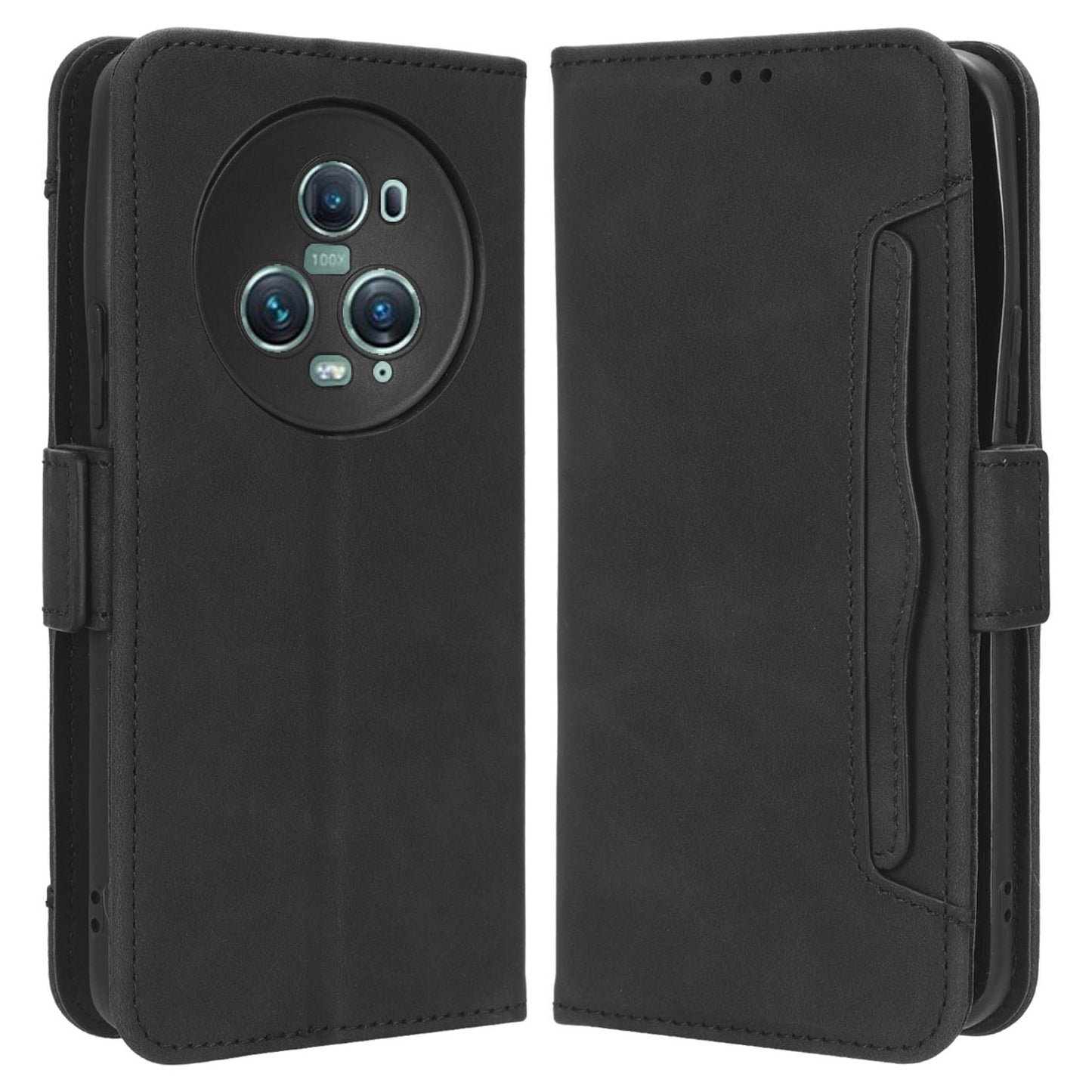 For Honor Magic5 Pro 5G PU Leather Protective Stand Cover Multiple Card Slots Wallet Phone Case