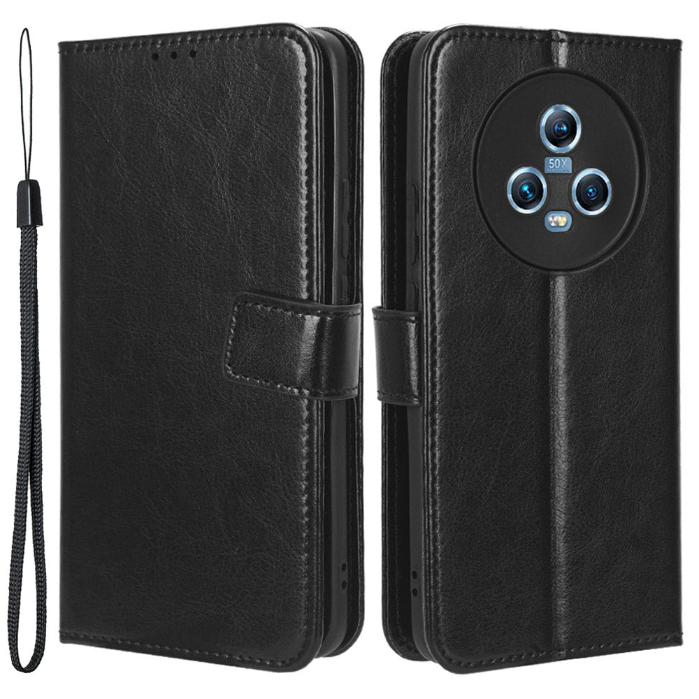 For Honor Magic5 5G PU Leather Crazy Horse Texture Anti-drop Case Phone Stand Wallet Cover