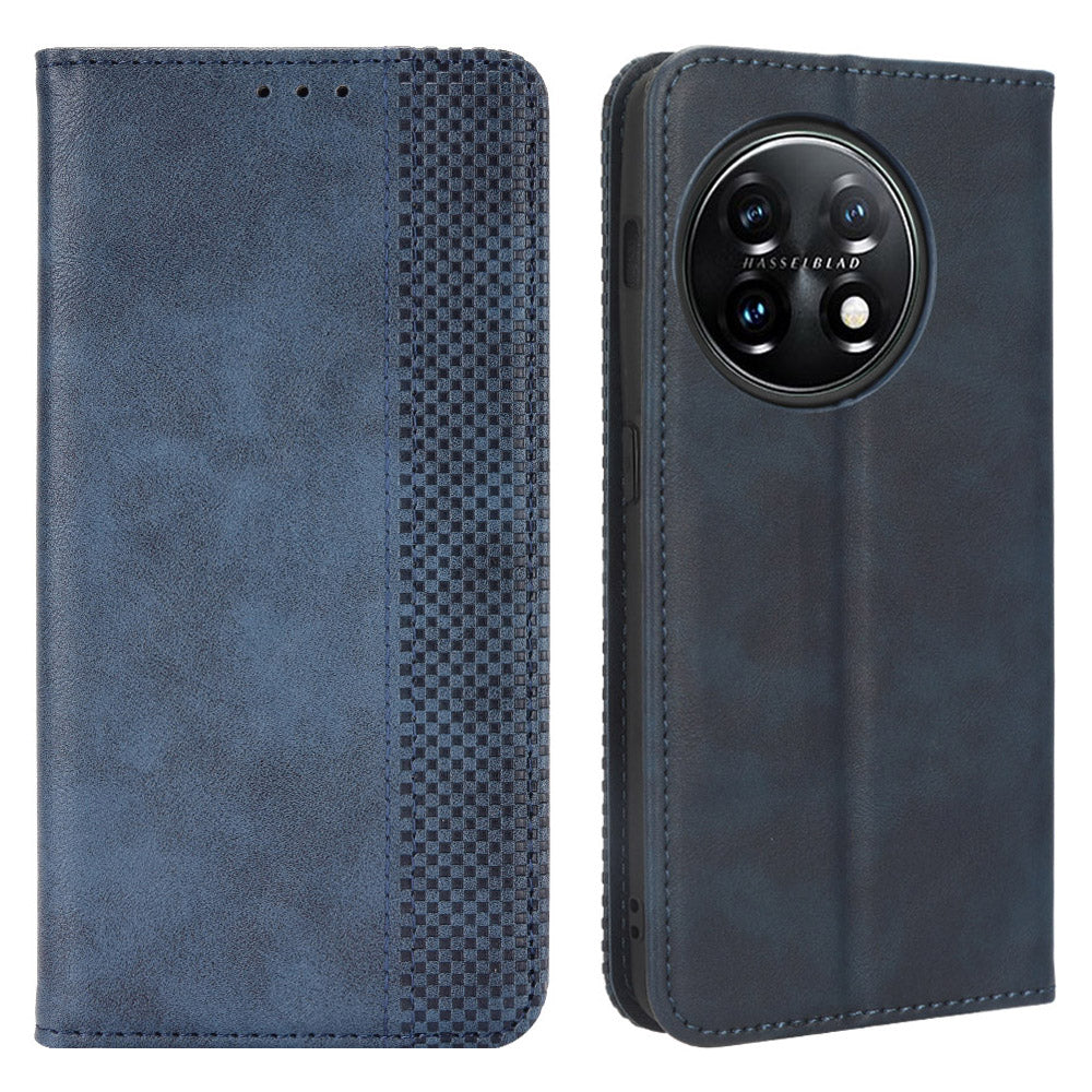 For OnePlus 11R 5G / Ace 2 5G PU Leather Wallet Phone Case Retro Magnetic Closing Stand Cover