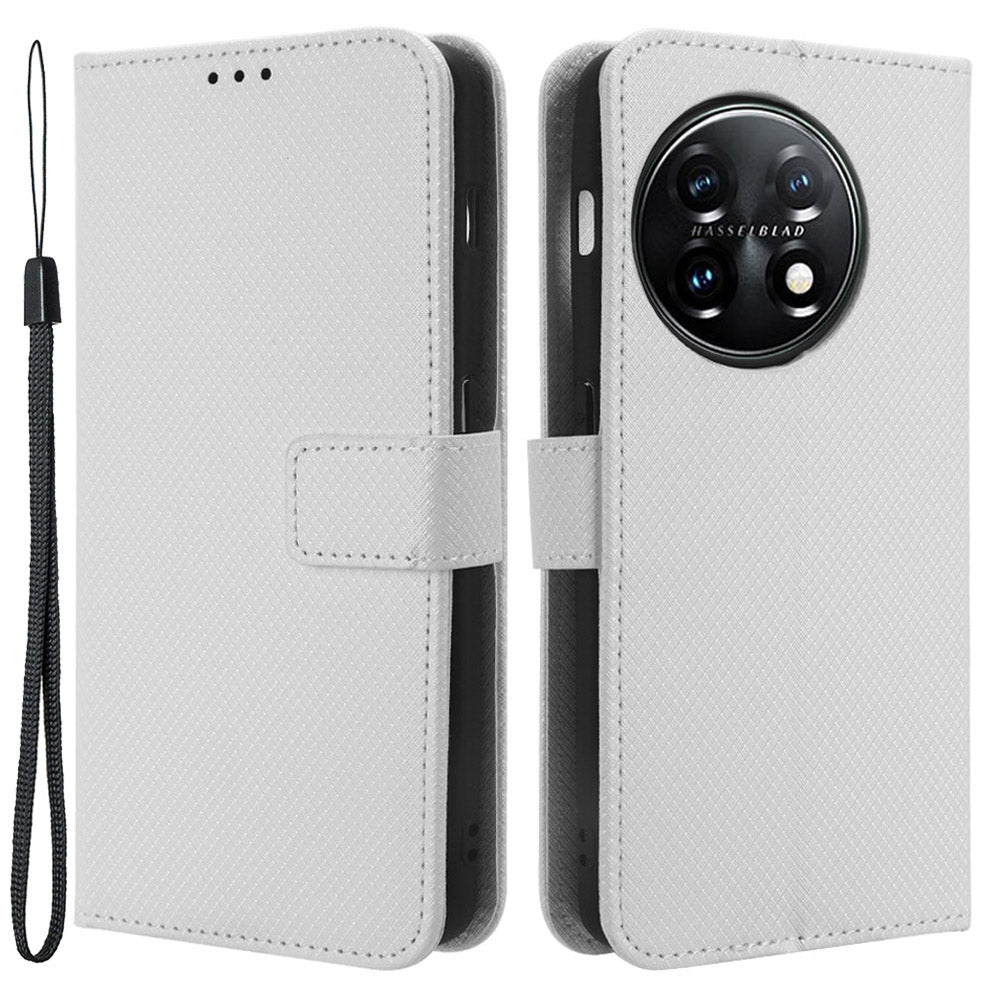 For OnePlus 11R 5G / Ace 2 5G Diamond Texture Stand Cover PU Leather Wallet Shockproof Phone Case