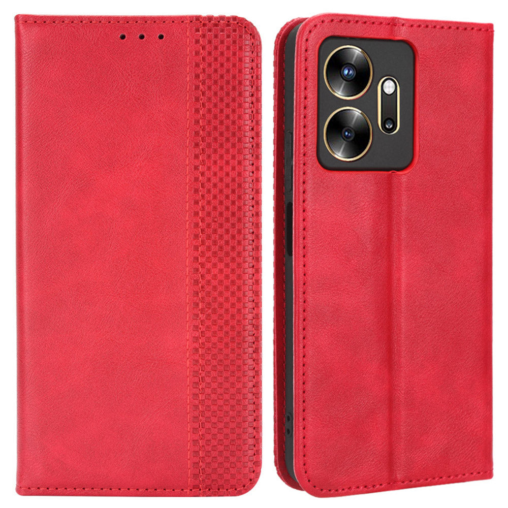 For Infinix Zero 20 4G X6821 Wallet Phone Case Retro PU Leather Cover Magnetic Closure Stand Case