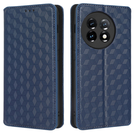 For OnePlus Ace 2 5G / 11R 5G Wallet Stand Phone Case PU Leather Imprinted Rhombus Pattern Phone Cover