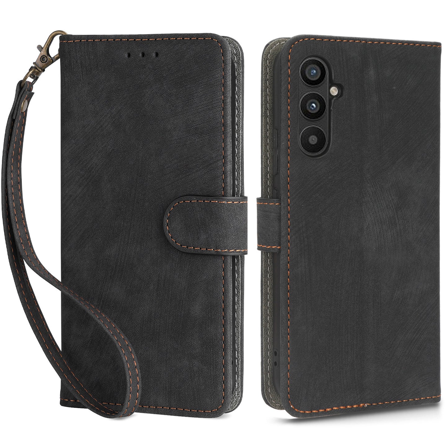For Samsung Galaxy A24 4G RFID Blocking Phone Cover Wallet Stand Leather Case with Strap