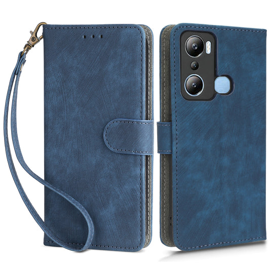 For Infinix Hot 20i 4G X665C X665E RFID Blocking Phone Case Leather Wallet Stand Phone Cover with Strap