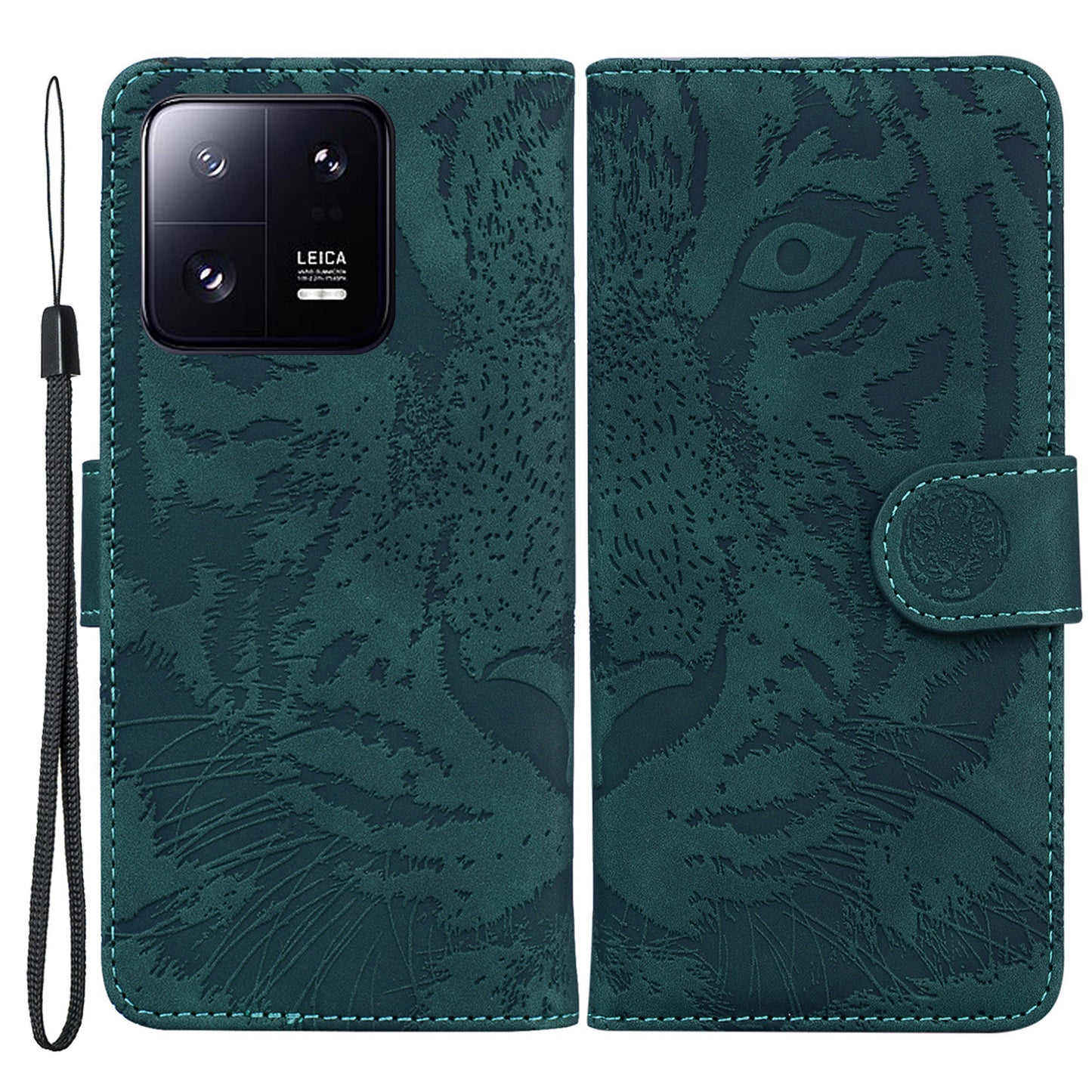 For Xiaomi 13 Pro 5G Cell Phone Case Tiger Imprinted PU Leather Wallet Stand Protective Cover