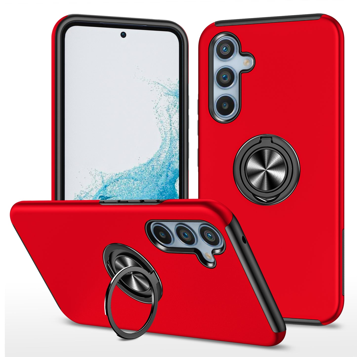 For Samsung Galaxy A54 5G PC+TPU Drop-proof Cover Rotary Ring Kickstand Phone Case