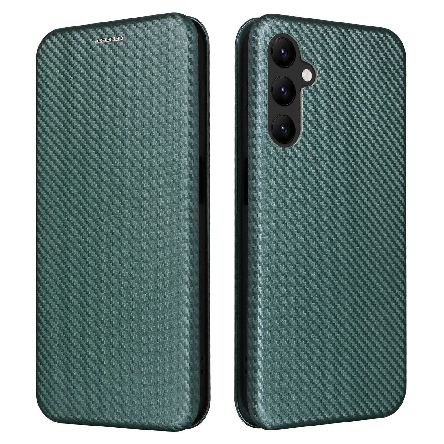 For Samsung Galaxy A24 4G Phone Stand Case PU Leather Card Holder Carbon Fiber Texture Smartphone Cover