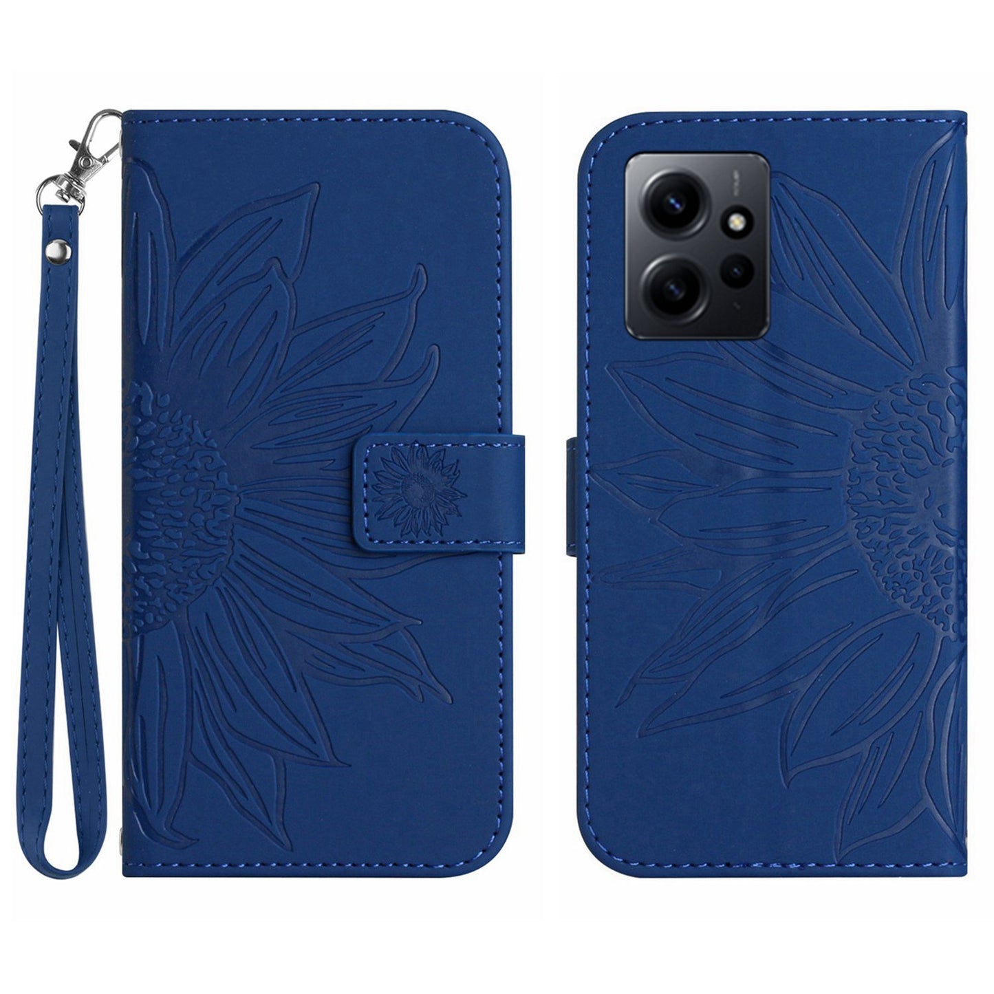 For Xiaomi Redmi Note 12 4G HT04 PU Leather Wallet Phone Case Sunflower Imprinted Stand Cover