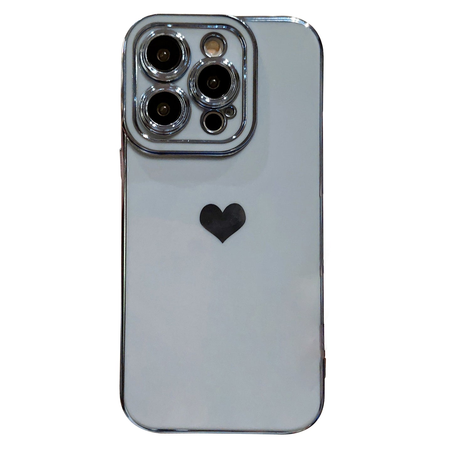 For iPhone 14 Pro Max TPU Phone Case Love Heart 6D Electroplating Phone Cover