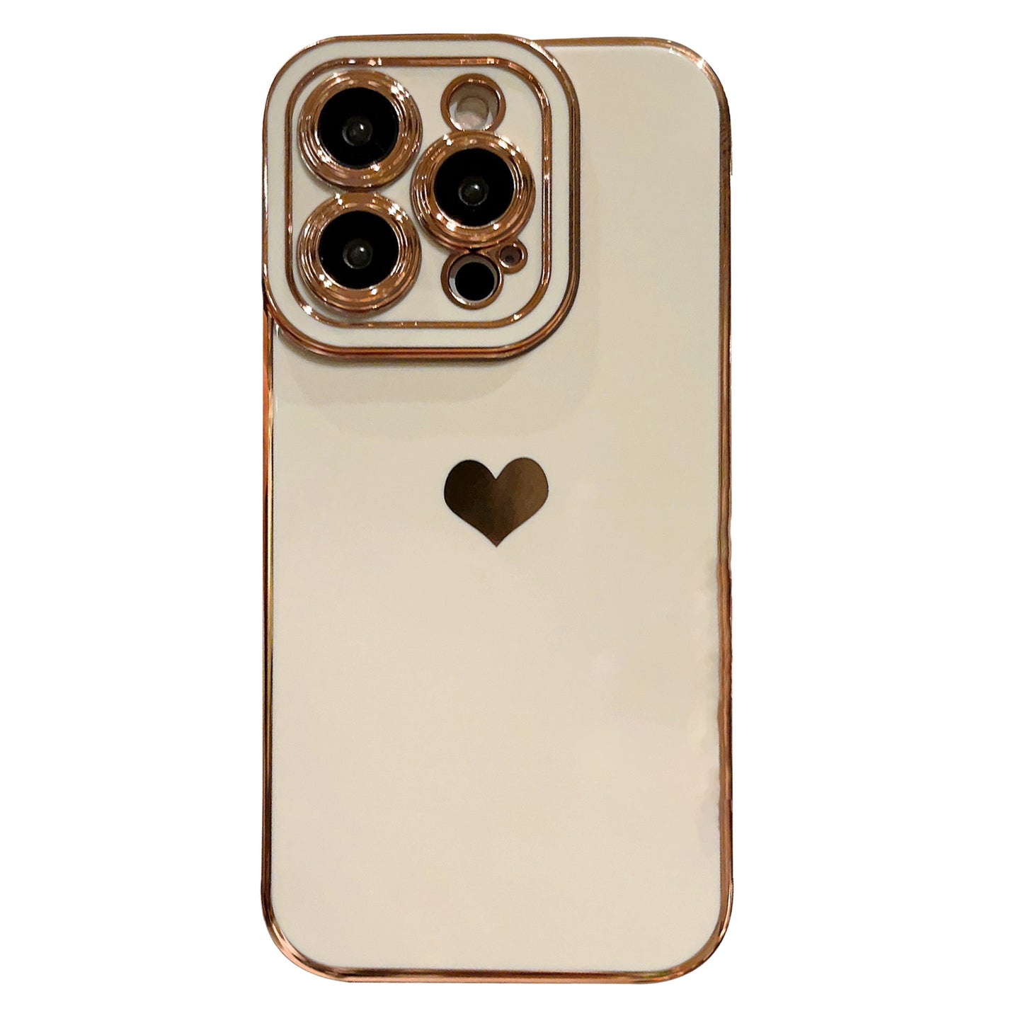 For iPhone 14 Pro Max TPU Phone Case Love Heart 6D Electroplating Phone Cover