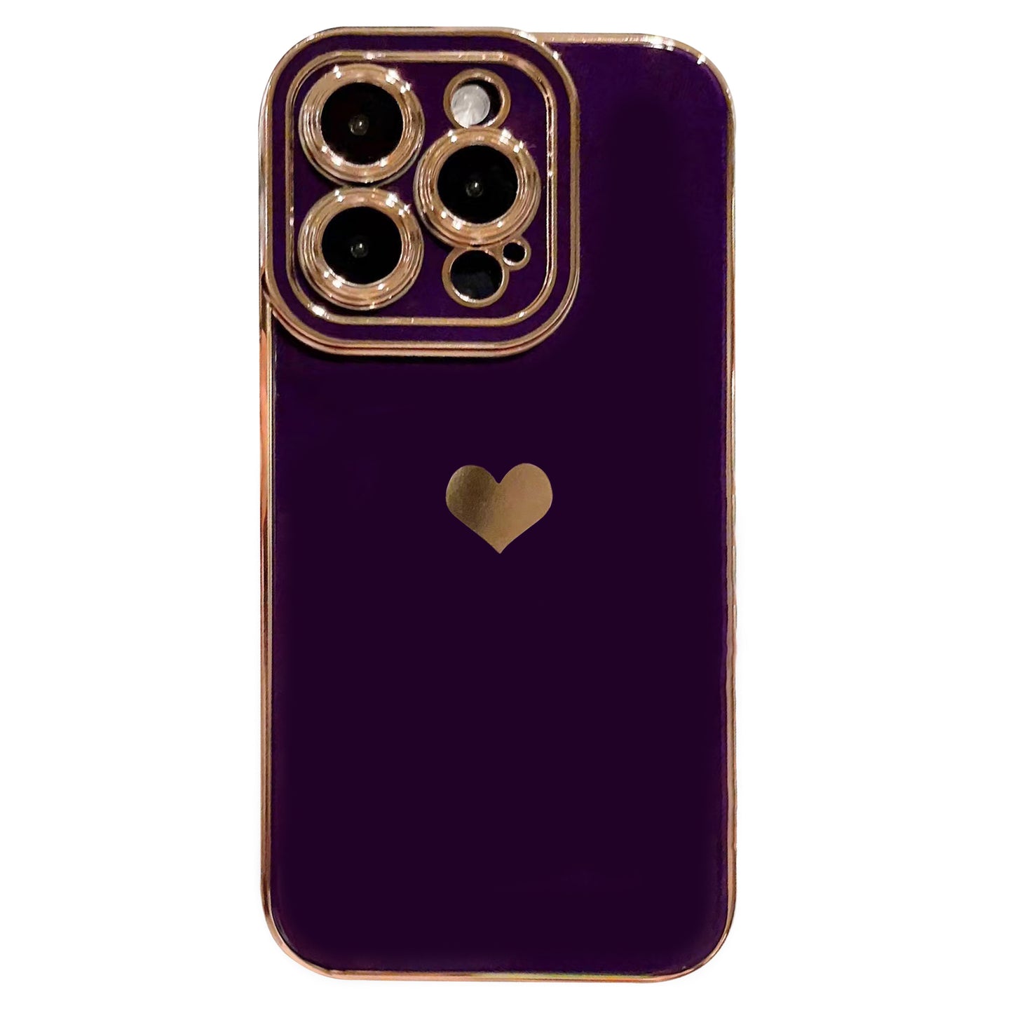 For iPhone 14 Pro Max TPU Phone Case Love Heart 6D Electroplating Phone Cover