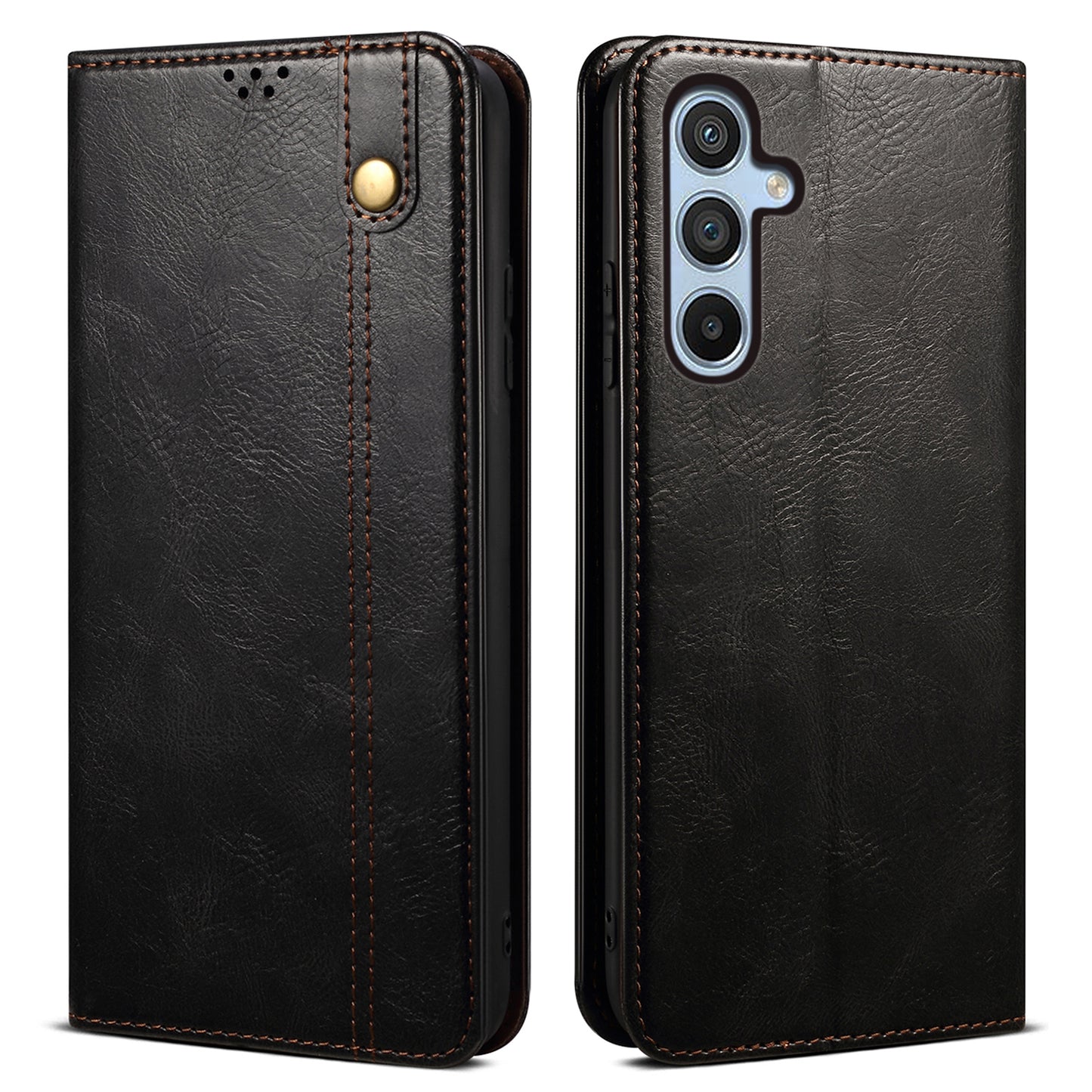 For Samsung Galaxy M14 5G Wallet Waxy Crazy Horse Texture Leather Phone Case Stand Cell Phone Cover