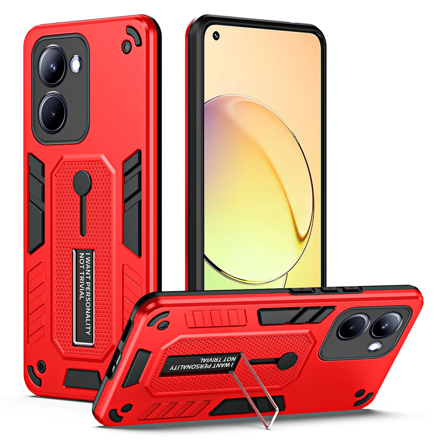 Anti-Scratch TPU+PC Phone Case for Realme 10 4G , Kickstand Protective Phone Cover
