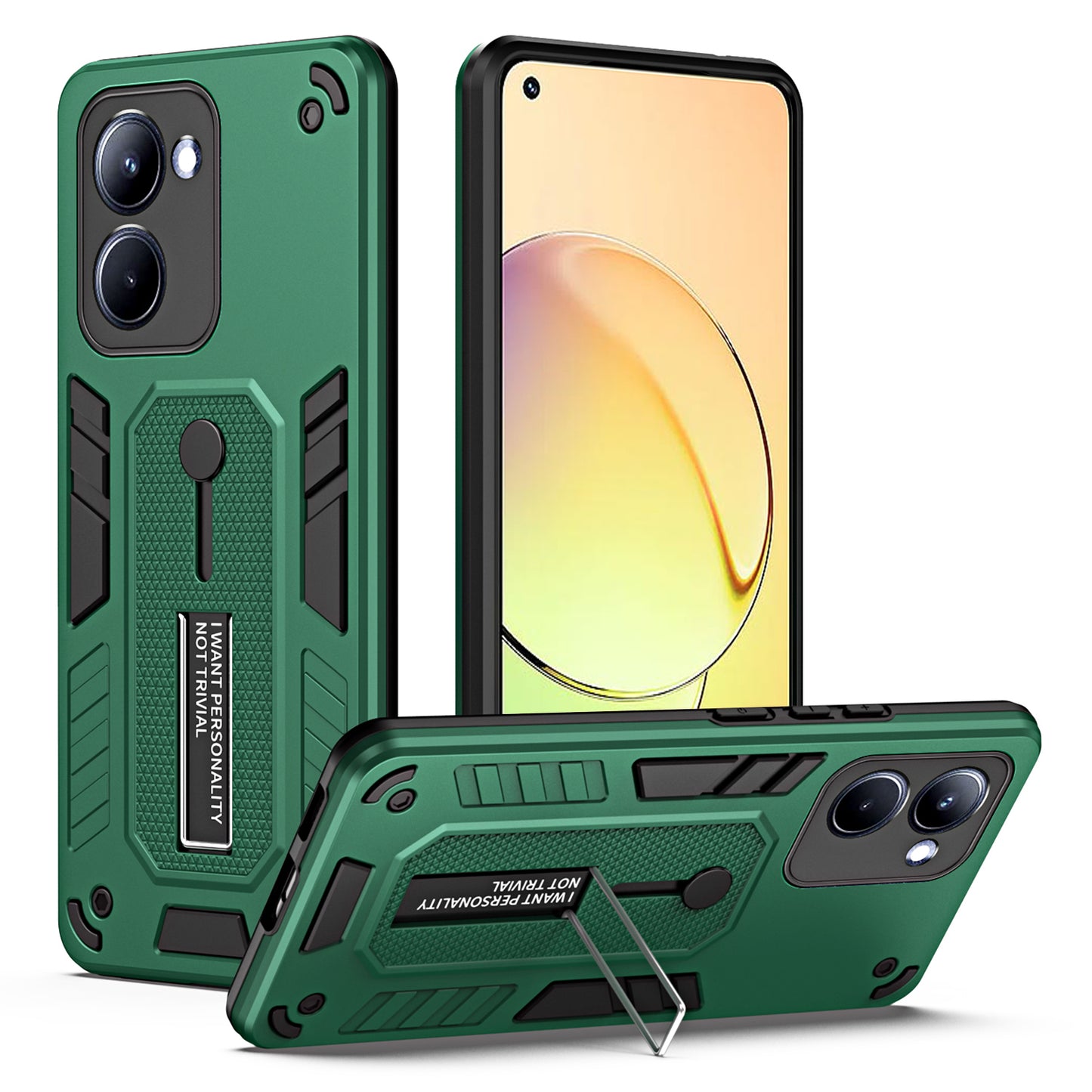 Anti-Scratch TPU+PC Phone Case for Realme 10 4G , Kickstand Protective Phone Cover