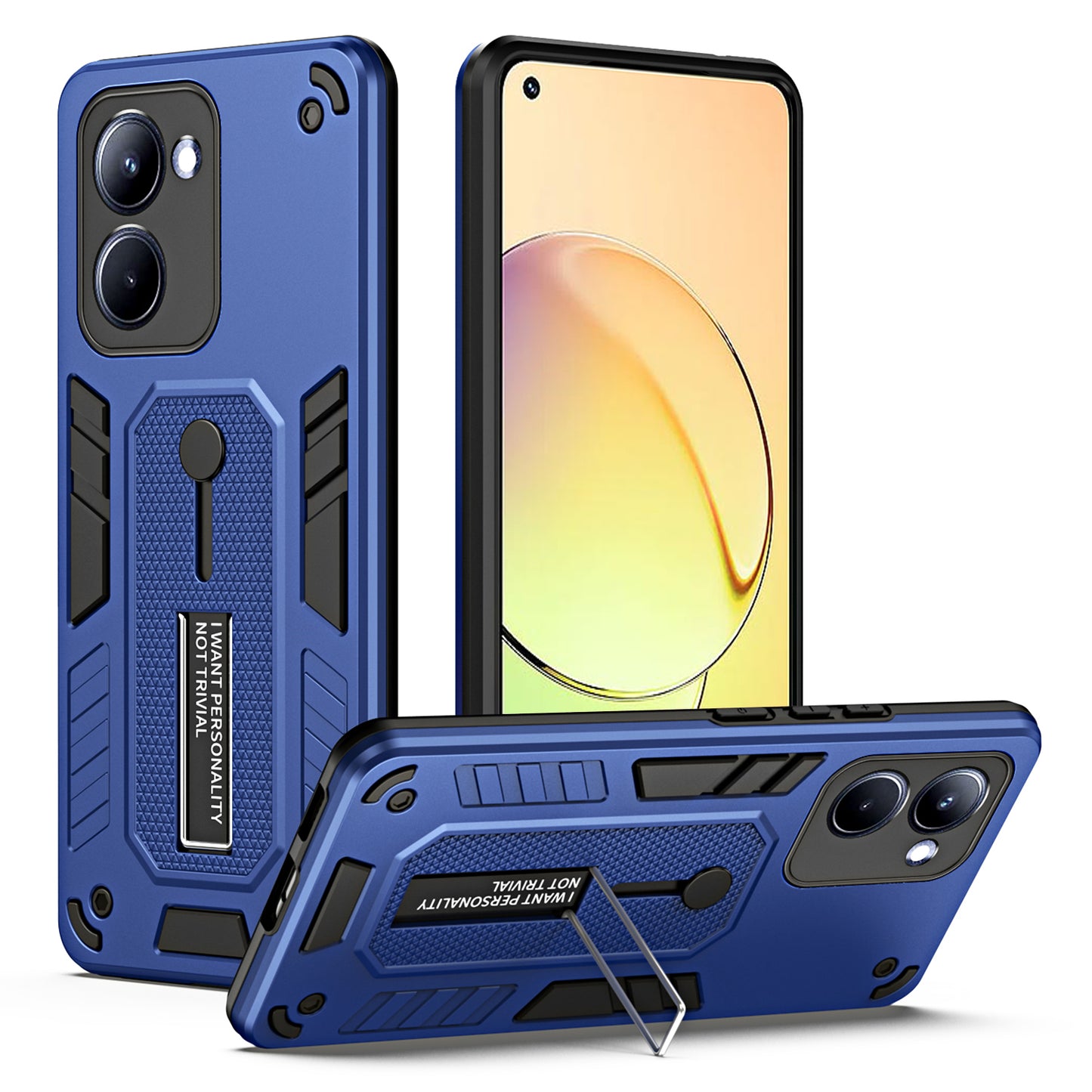 Anti-Scratch TPU+PC Phone Case for Realme 10 4G , Kickstand Protective Phone Cover