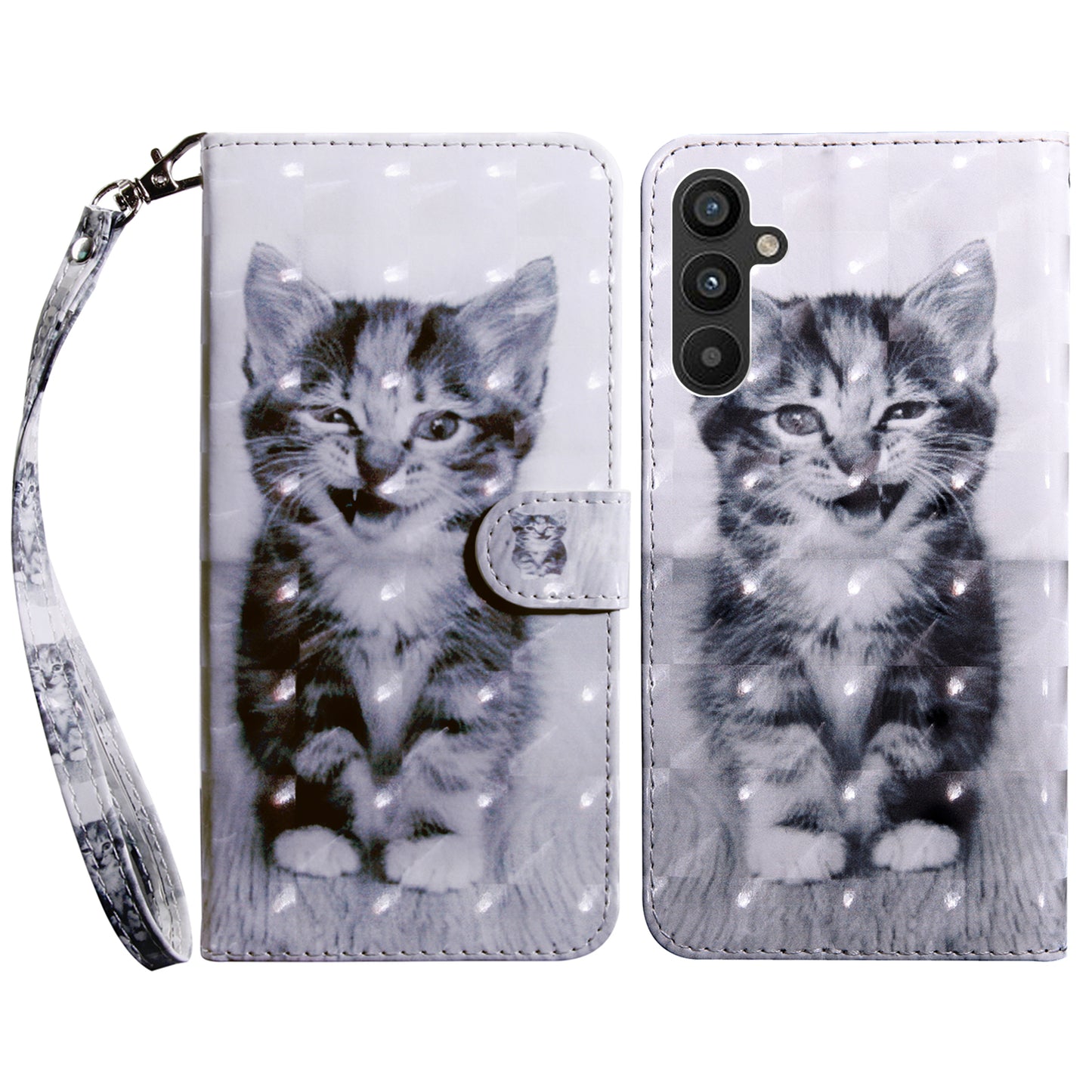 For Samsung Galaxy A34 5G Phone Stand Case PU Leather 3D Pattern Printing Wallet Cover