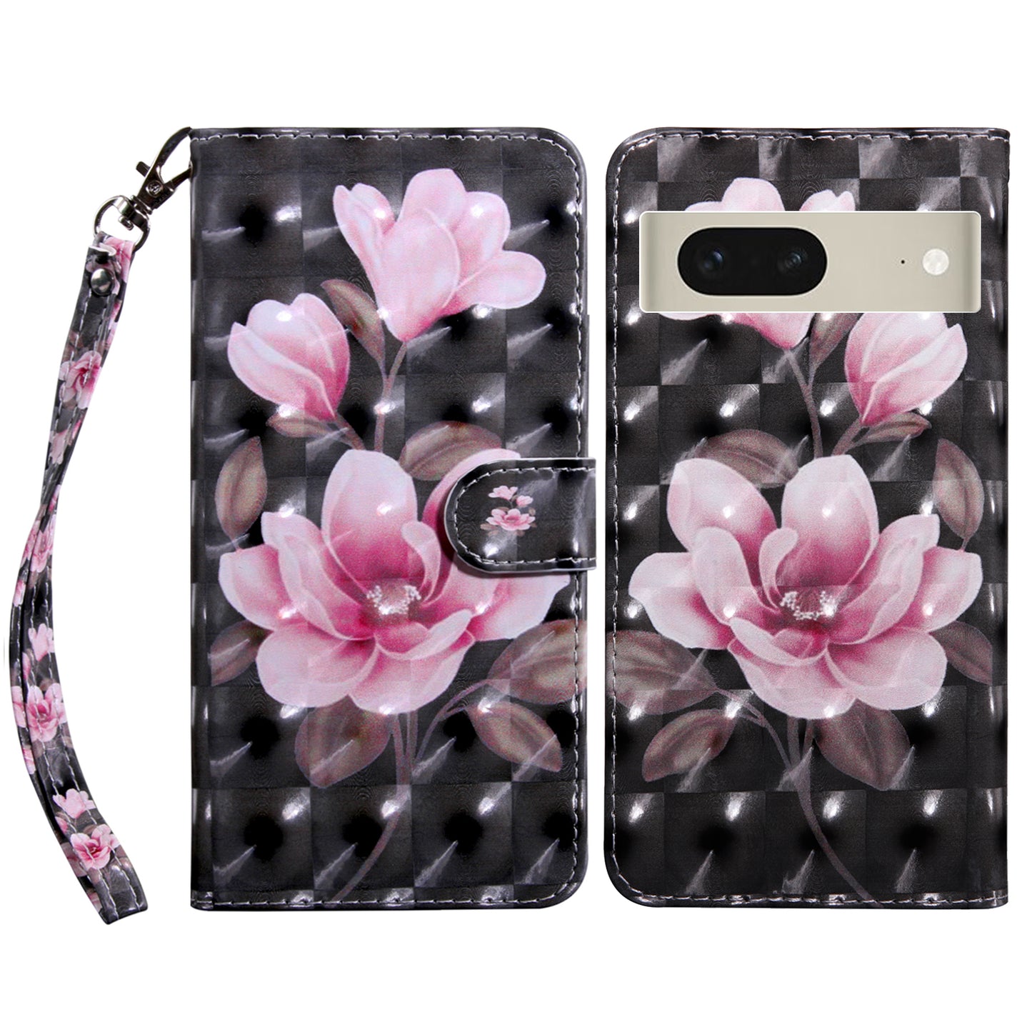 For Google Pixel 7 5G PU Leather Wallet Stand Phone Case 3D Pattern Printing Anti-drop Shell