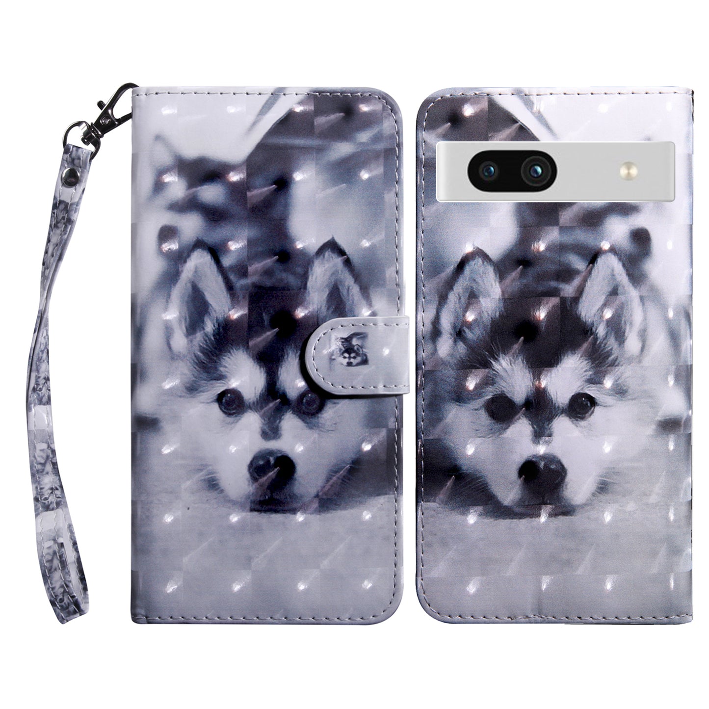 For Google Pixel 7a PU Leather Stand Wallet Shockproof Cover 3D Pattern Printing Phone Case