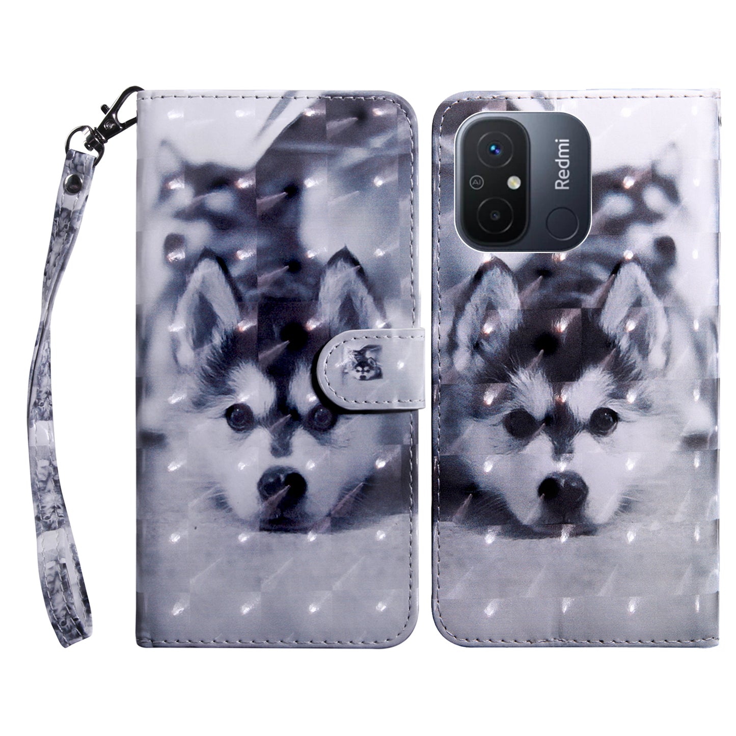 For Xiaomi Redmi 11A 4G / 12C 4G PU Leather Anti-drop Cover 3D Pattern Printing Stand Wallet Phone Case