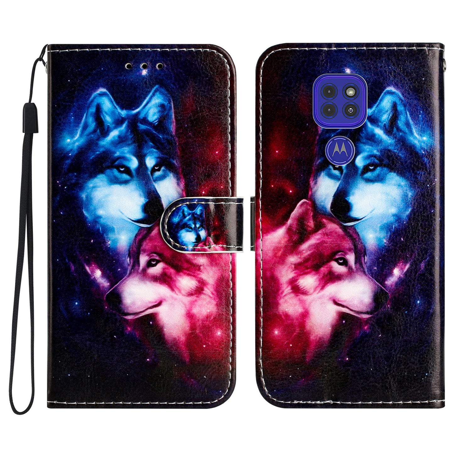 Leather Phone Case for Motorola Moto G9 (India) / G9 Play / E7 Plus , Pattern Printing Folding Stand Wallet Cover