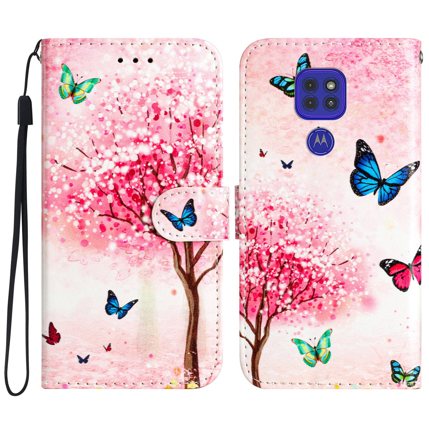 Leather Phone Case for Motorola Moto G9 (India) / G9 Play / E7 Plus , Pattern Printing Folding Stand Wallet Cover