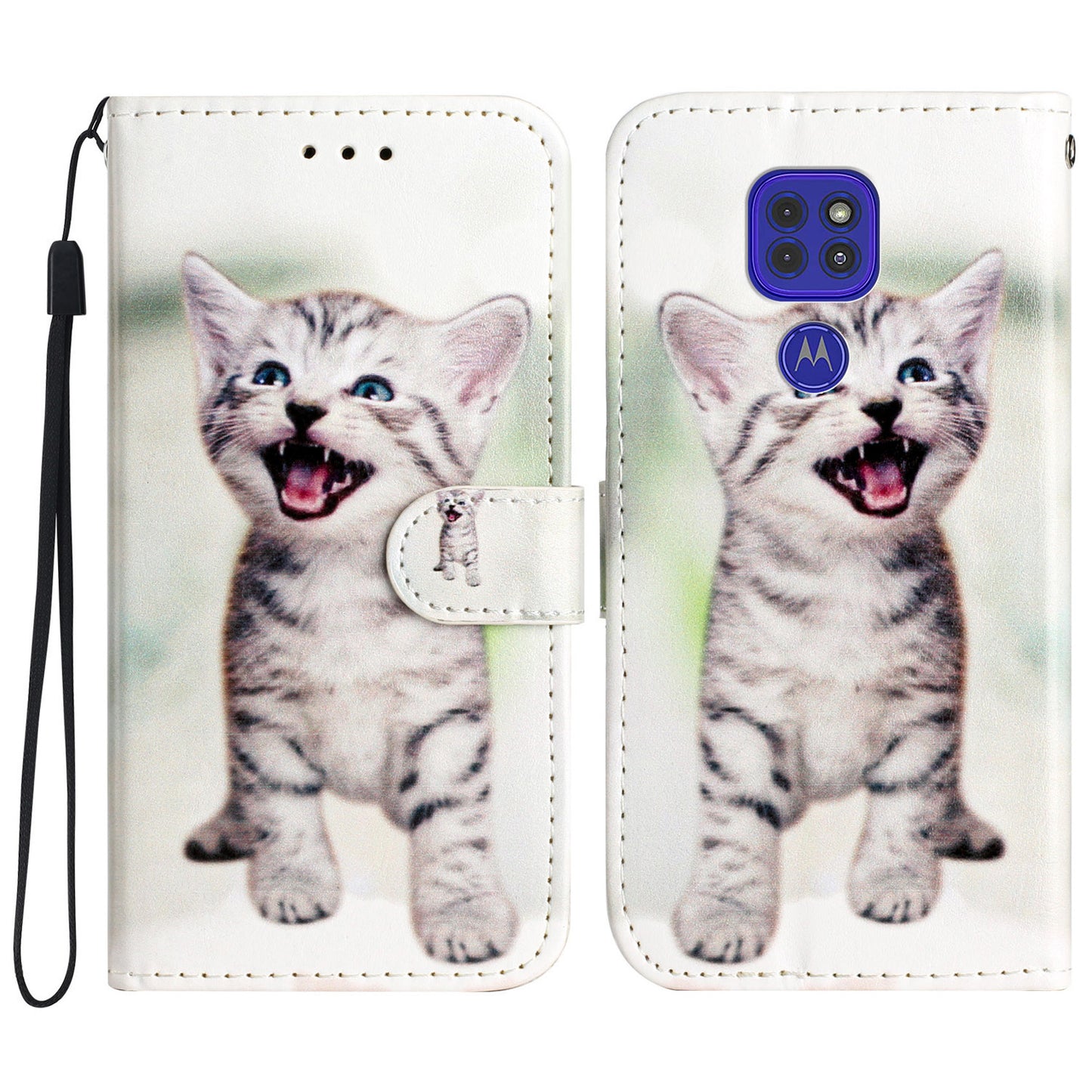 Leather Phone Case for Motorola Moto G9 (India) / G9 Play / E7 Plus , Pattern Printing Folding Stand Wallet Cover