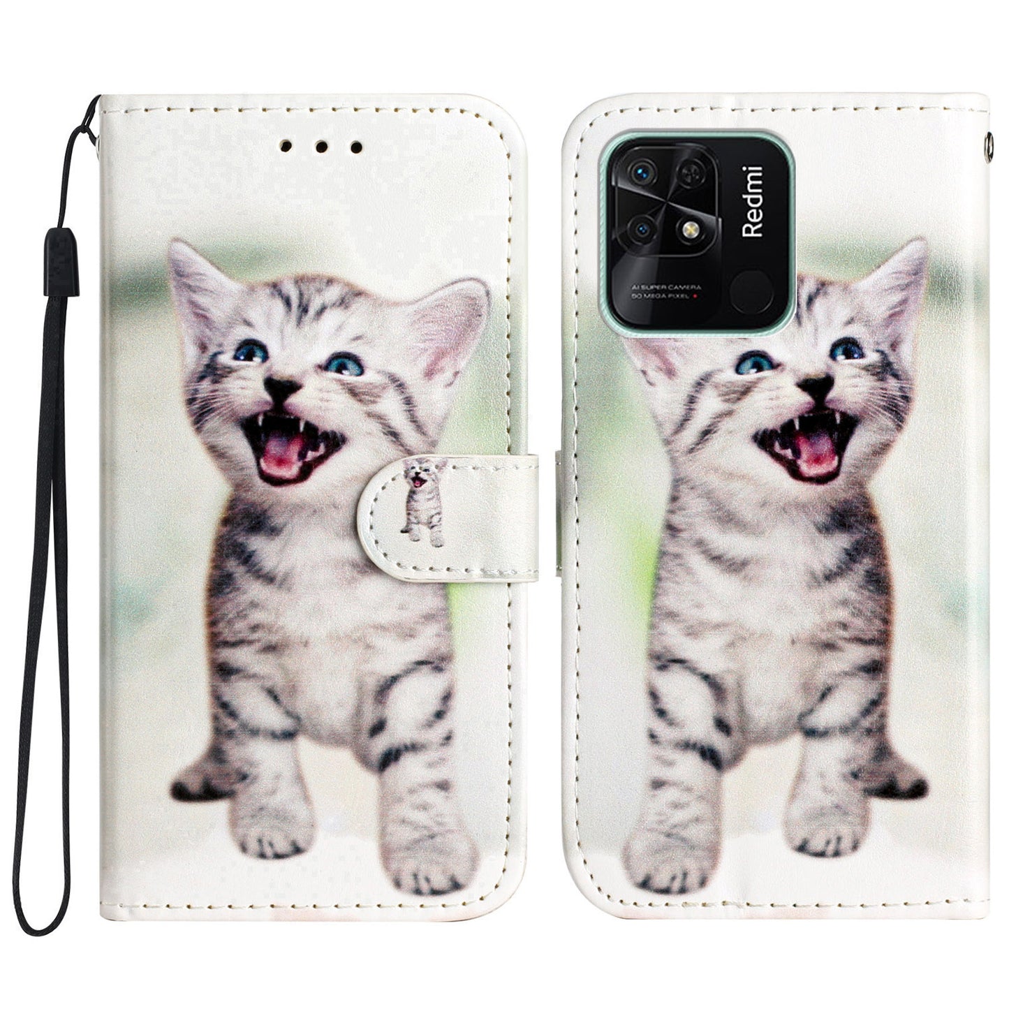 For Xiaomi Redmi 10C 4G PU Leather Wallet Flip Cover Pattern Printing Folding Stand Phone Case