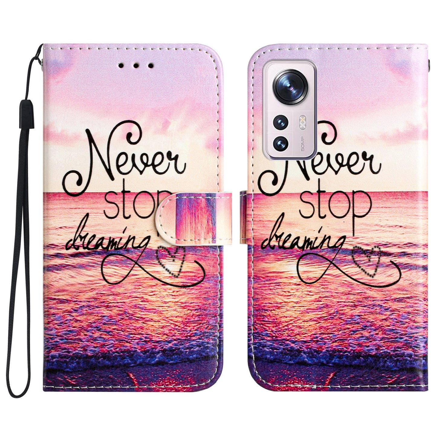 Shockproof Cover for Xiaomi 12 Lite 5G PU Leather Flip Cover Pattern Printing Wallet Phone Case