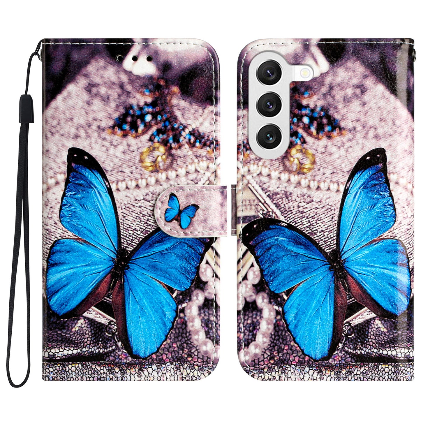 For Samsung Galaxy S23 Pattern Printing Shockproof Phone Case Folding Stand Leather Wallet Cover