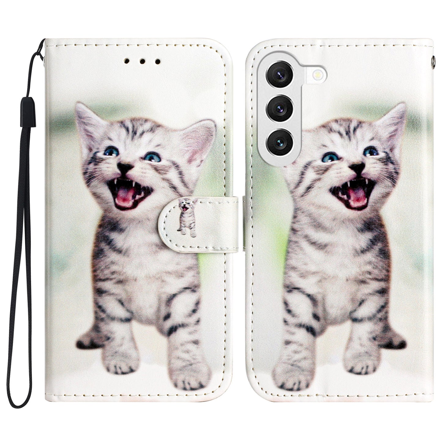 For Samsung Galaxy S23 Pattern Printing Shockproof Phone Case Folding Stand Leather Wallet Cover