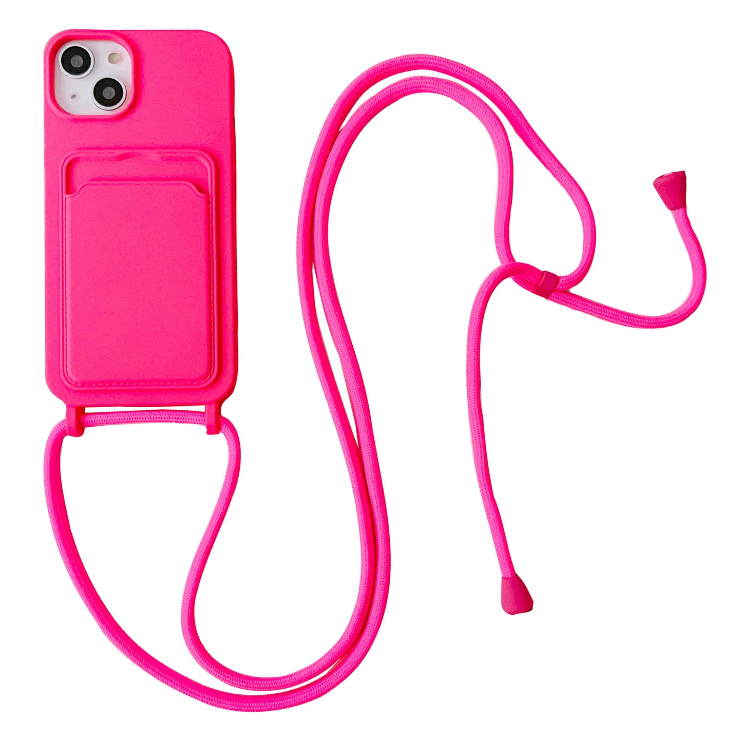 Protective Case for iPhone 14 Case Anti-Fall Liquid Silicone Phone Cover with Card Slot, Strap
