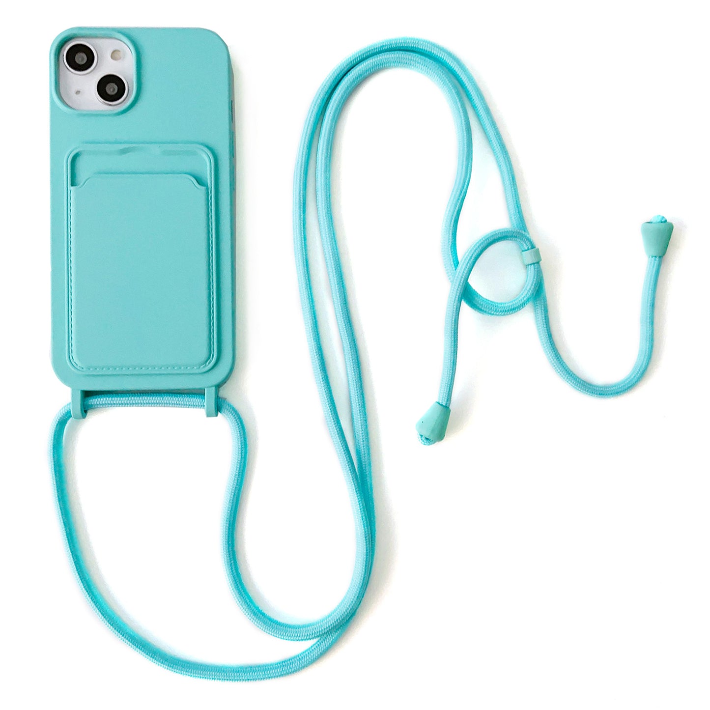 Protective Case for iPhone 14 Case Anti-Fall Liquid Silicone Phone Cover with Card Slot, Strap