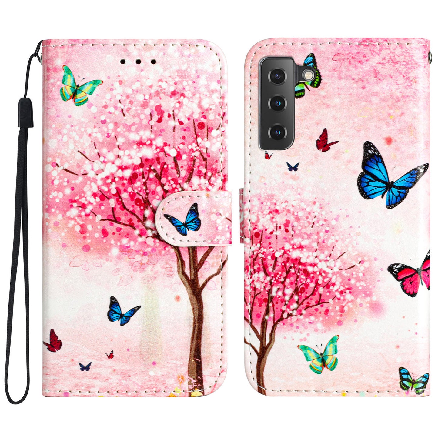 For Samsung Galaxy S22 5G Pattern Printing PU Leather Phone Case Wallet Stand Flip Shockproof Cover