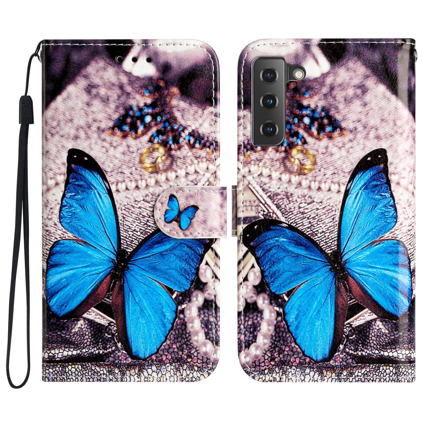 For Samsung Galaxy S22 5G Pattern Printing PU Leather Phone Case Wallet Stand Flip Shockproof Cover