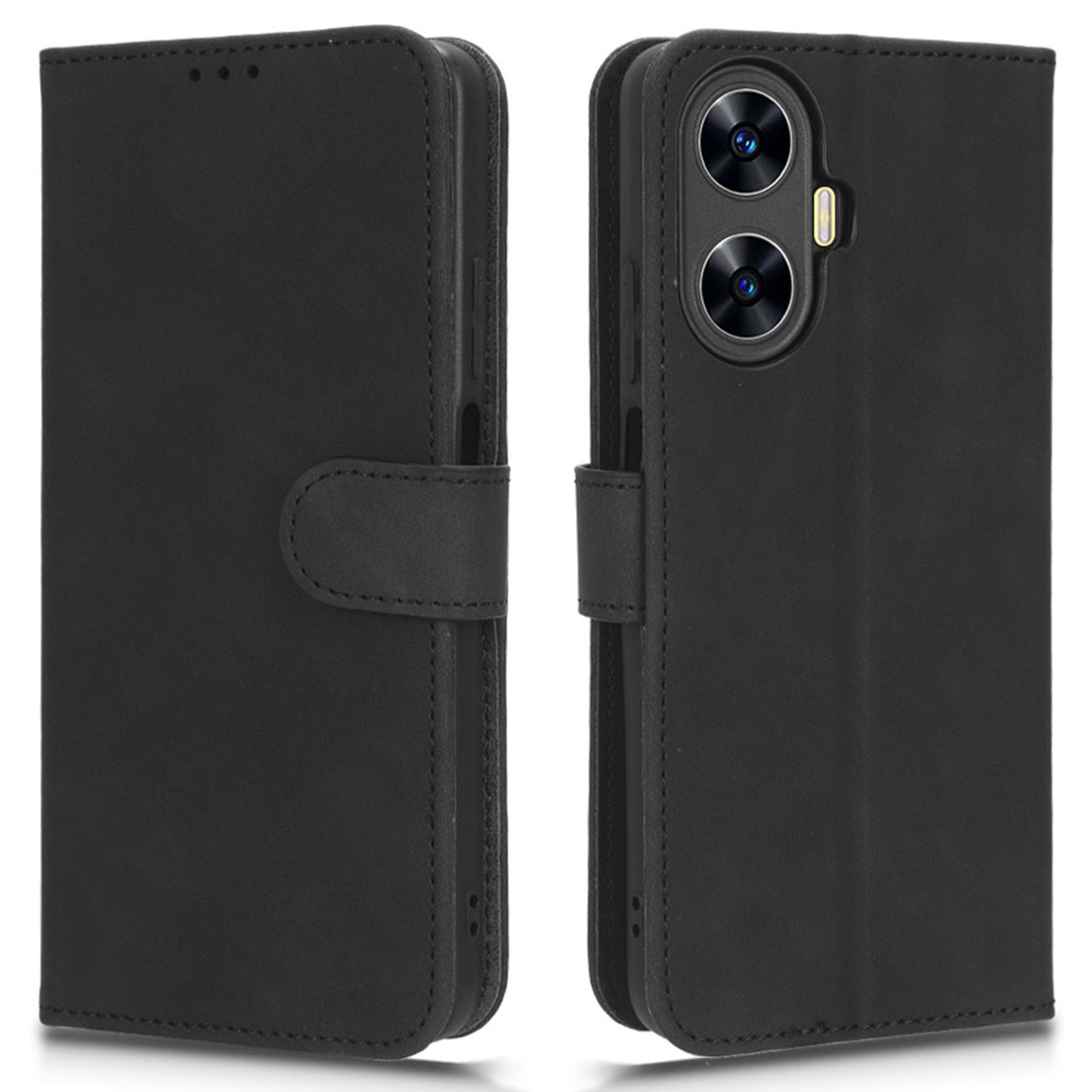 Phone Leather Case for Realme C55 , Stand Wallet Anti-scratch Phone Cover