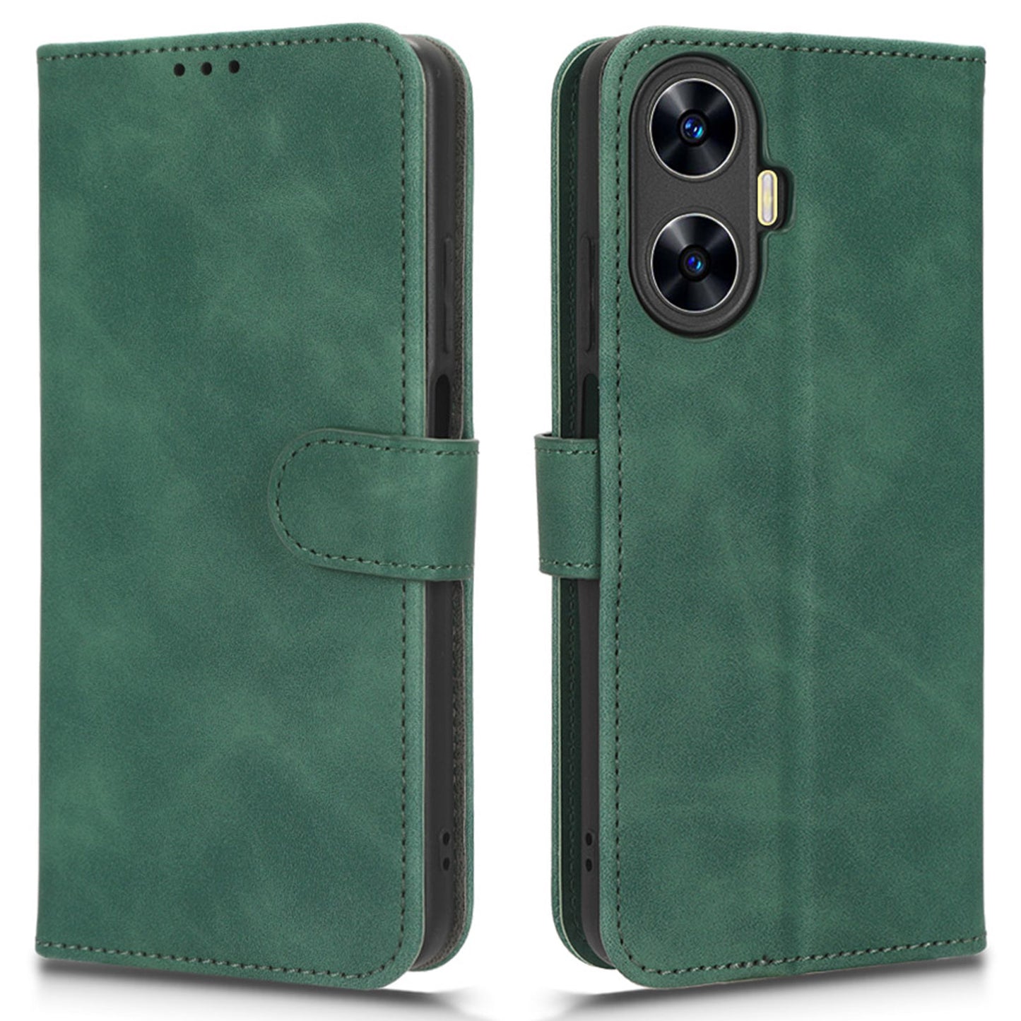 Phone Leather Case for Realme C55 , Stand Wallet Anti-scratch Phone Cover