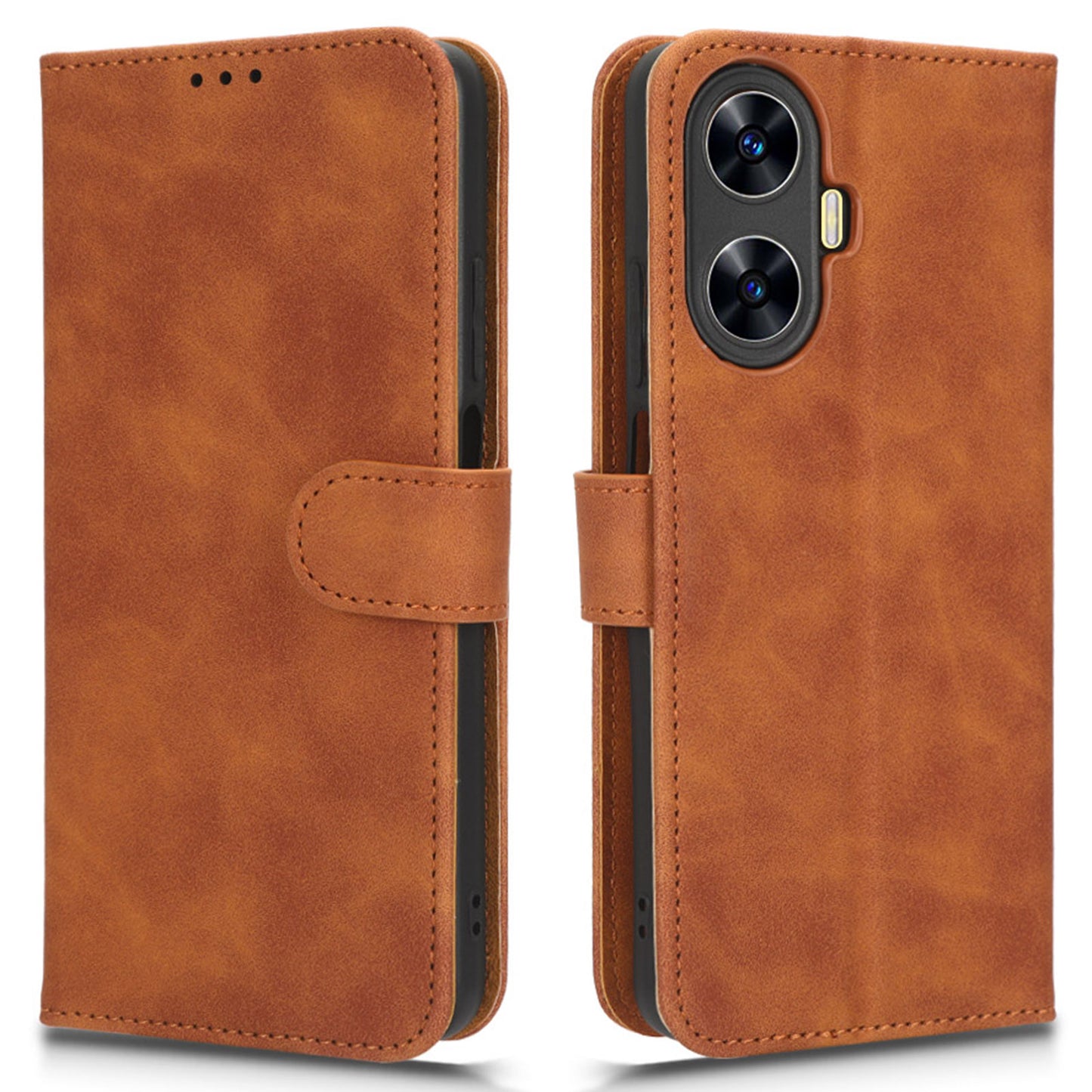 Phone Leather Case for Realme C55 , Stand Wallet Anti-scratch Phone Cover