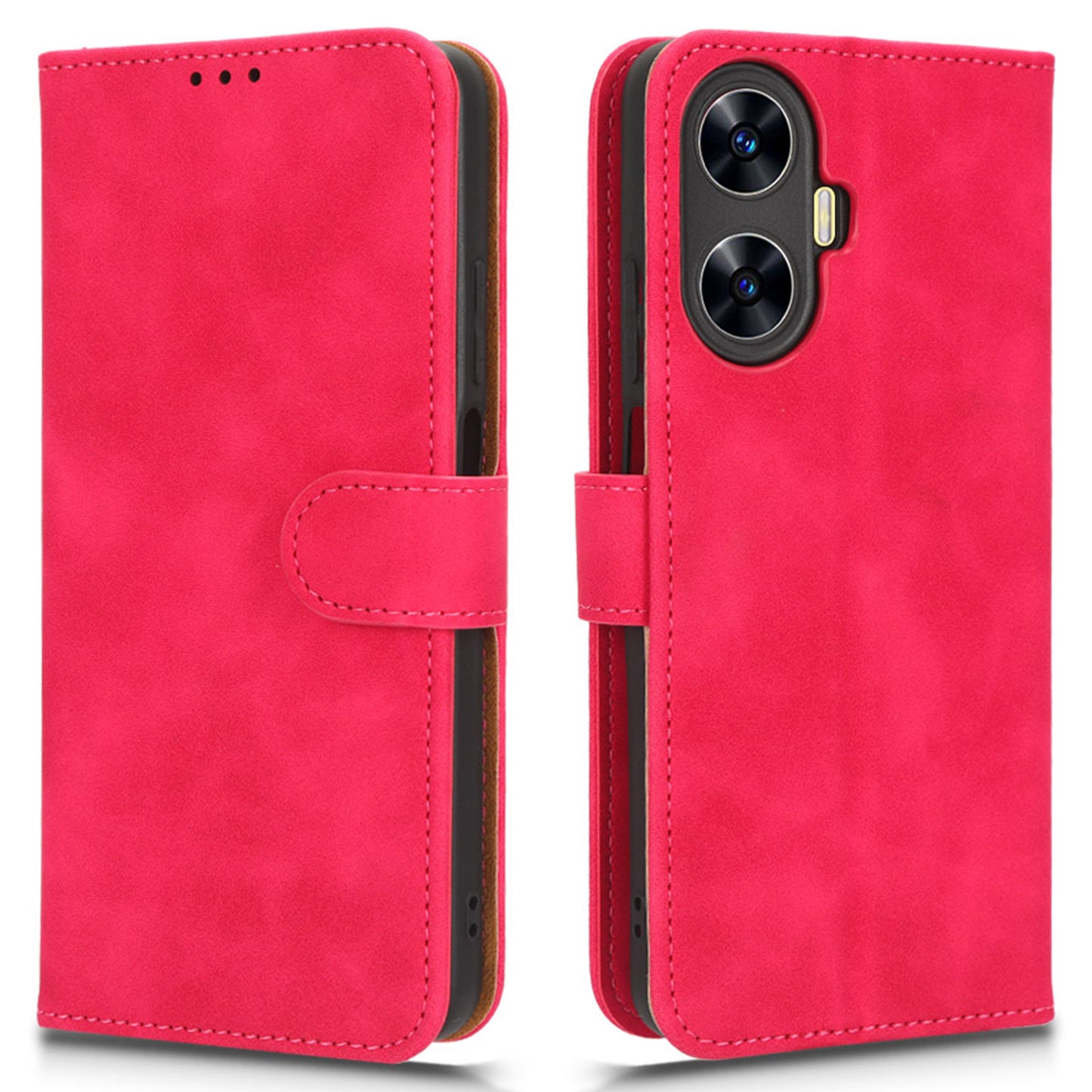 Phone Leather Case for Realme C55 , Stand Wallet Anti-scratch Phone Cover