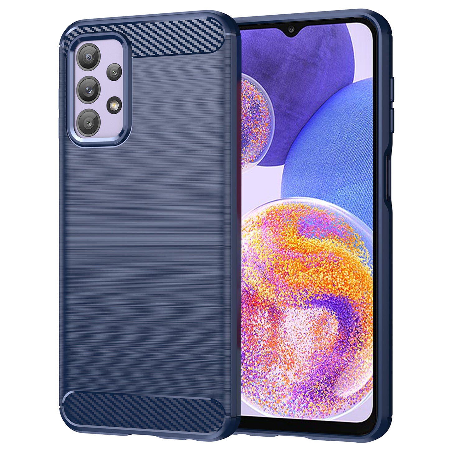 Phone Case for Samsung Galaxy A23 4G / 5G (Global Version) , Carbon Fiber Texture Brushed TPU Cover